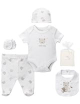 Rock A Bye Baby Boutique 6 Teile Set Teddybär weiß 50/56 (Neugeborene) - 0