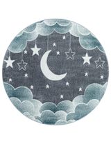 Teppich Rund Mond Wolken blau 120x120 - 0
