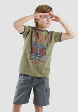 T-Shirt & Gabardine Shorts Set dunkelgruen 110 - 7