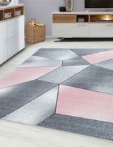 Teppich Vierecke pink grau 80x150 - 1