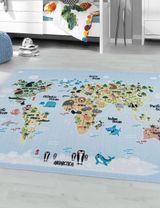 Teppich Weltkarte Antirutsch bunt 80x120 - 1