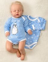 Baby Sweets 2 Teile Body Pinguin Let It Snow Schneeflocke blau 56 (Neugeborene) - 3