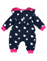 Baby Sweets Overall Strampler Jumpsuit schwarzblau pink Herzen mit Kapuze 62 (0-3 Monate) - 1