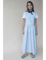 STUDIO FEDER Kleid Streifen blau Large - 3