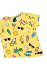 Villervalla T-Shirt Alloverprint gelb 140 - 2