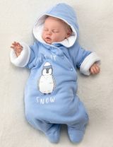 Baby Sweets Schneeanzug Pinguin Let It Snow Gefüttert blau 56 (Neugeborene) - 1