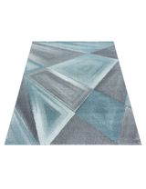 Teppich Vierecke blau grau 80x150 - 0