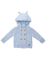 Rock A Bye Baby Boutique 2 Teile Set Bär Strick Kapuze hellblau - 1