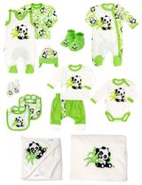 Baby Sweets 14 Teile Set Happy Panda grün Newborn (56) - 0