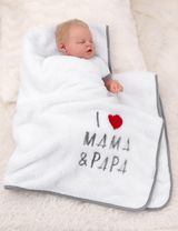 Baby Sweets Decke I Love Mama & Papa 110x90 cm weiß - 1