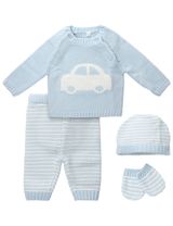 Rock A Bye Baby Boutique 4 Teile Set Auto hellblau 56 (Neugeborene) - 0