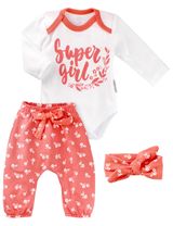 Baby Sweets 3 Teile Set Super girl Floral weiß 86 (12-18 Monate) - 0