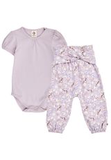 Green Cotton Kurzarmbody Zweiteiler lila 56 - 0