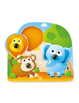 Hape 4 Teile Knopfpuzzle Zootiere 3x22,5x24,5 cm 12+ Monate bunt - 0