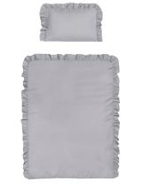 DETEXPOL 2 pièces Linge de lit Volant 135x100 cm Gris clair - 0