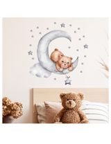 SIPO Wandaufkleber 90x30 cm Teddybär mit Mond - 4