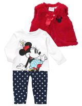 Disney 3 Teile Set Minnie Mouse Punkte rot 74/80 (9-12 Monate) - 0