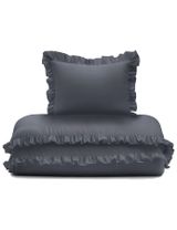 DETEXPOL 2 pièces Linge de lit Volant 135x100 cm Gris foncé - 1