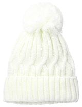 MaBu Kids Bonnet d'hiver Tricoté Pompon Crème 1-3A (80-98 cm) - 0