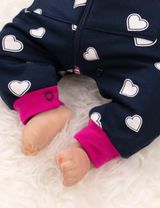 Baby Sweets Overall Strampler Jumpsuit schwarzblau pink Herzen mit Kapuze - 4