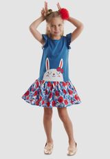 Denokids Unifarben / Geblümt blau 104 - 4