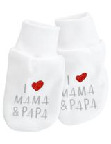 Baby Sweets Handschuh I Love Mama & Papa weiß Newborn (56) - 0