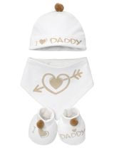 Soft Touch 3 Teile Set I Love Mummy &  I Love Daddy Bommel 56/62 (0-3 Monate) braun I Love Daddy - 0