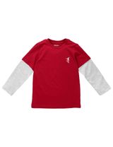 MaBu Kids T-shirt à manches longues Effet Superposé Skate Rouge 18-24M (92 cm) - 0