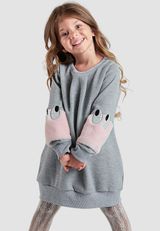 Fluffy Mädchen Kleid grau 116 - 3