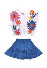 Denokids Set Geblümt weiss 140 - 0