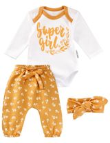 Baby Sweets 3 Teile Set Super girl Floral weiß 80 (9-12 Monate) - 0