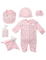 Rock A Bye Baby Boutique 8 Teile Set Teddybär rosa 50/56 (Neugeborene) - 0