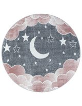 Teppich Rund Mond Wolken rosa 120x120 - 0