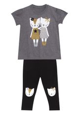 Denokids Cat Fellows T-Shirt & Leggings Set Mädchen schwarz 92 - 0