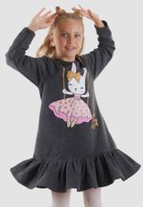 Denokids Glitter Rabbit Anthracite Kleid Mädchen dunkelgrau 104 - 4