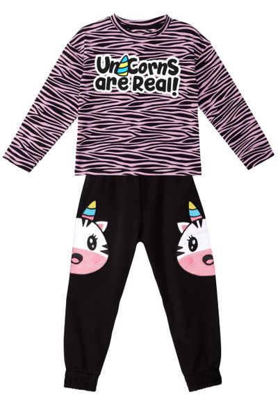 Denokids Unicorn Zebra T-Shirt & Pants Set Mädchen
