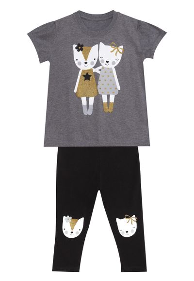 Denokids Cat Fellows T-Shirt & Leggings Set Mädchen