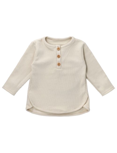 MaBu Kids Langarmshirt Nice Nice, Wild & Cute Waffelpiqué beige