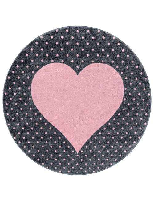 Teppich Rund Herz Punkte rosa 120x120