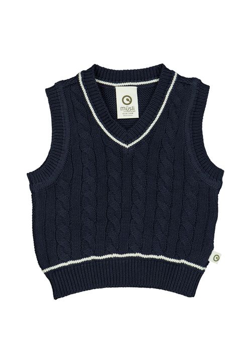 Müsli by Green Cotton Pullunder Unifarben dunkelblau 56