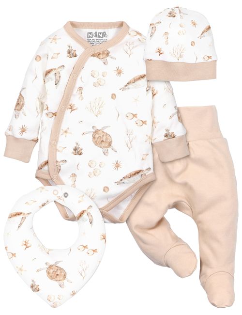NINI 4 pièces Ensemble Tortue Blanc 3-6M (68 cm)