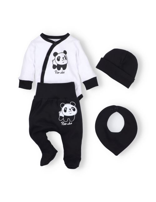 NINI 4 Teile Set Panda schwarz 56 (Neugeborene)