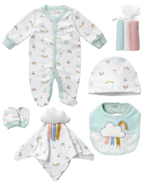 Rock A Bye Baby Boutique 8 Teile Set Regenbogen weiß 56/62 (0-3 Monate)