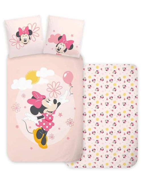 Disney 2 Teile Bettwäsche Minnie Mouse Floral 70x90 cm rosa