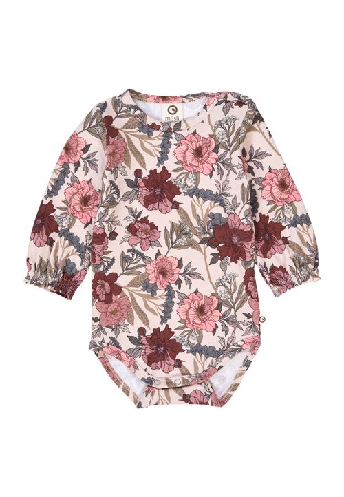 Müsli by Green Cotton Langarmbody Blumen rosa 56