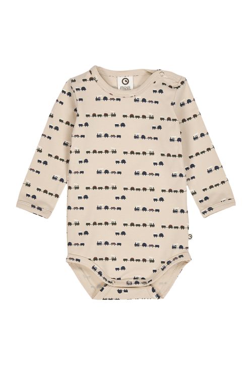 Müsli by Green Cotton Langarmbody Alloverprint creme 68