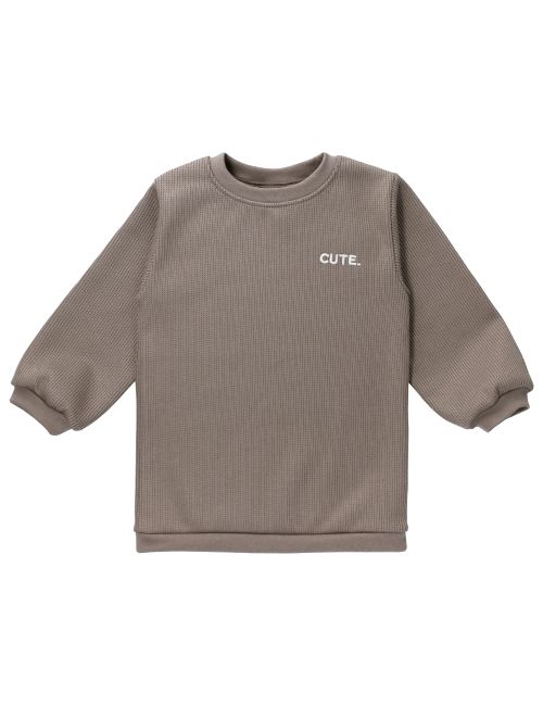 MaBu Kids Pullover Cute Nice, Wild & Cute Waffelpiqué taupe