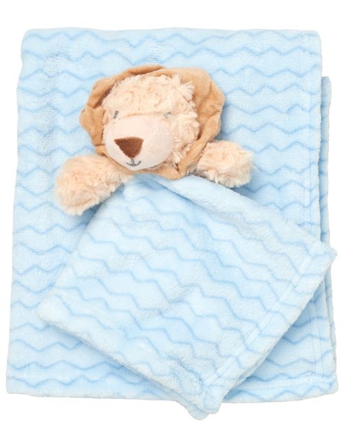 Snuggle Tots 2 pièces Ensemble Lion Zigzag 75x75 cm Bleu clair