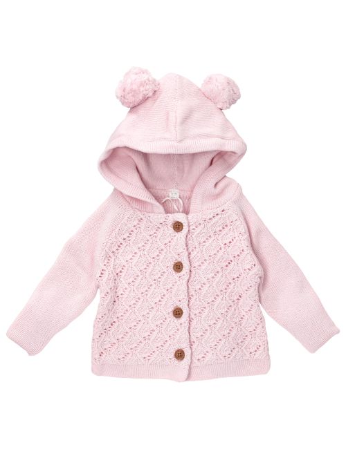 Rock a Bye Gilet Tricoté Capuche Rose 0-3M (62 cm)