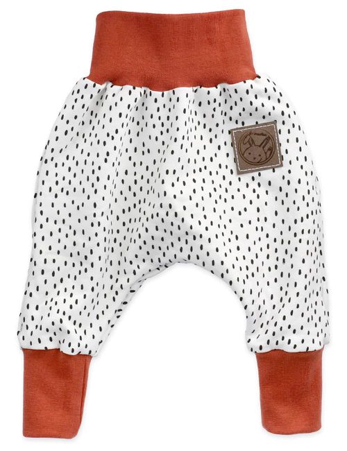 GrinseHasi Hose Mitwachsend Punkte Handmade weiß 68 (3-6 Monate)